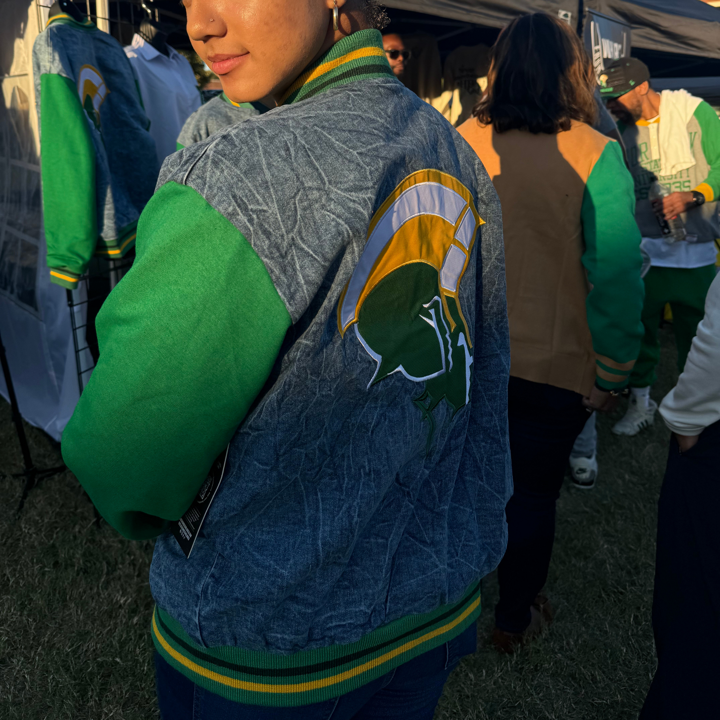 Norfolk State University™ Denim Letterman Varsity Jacket