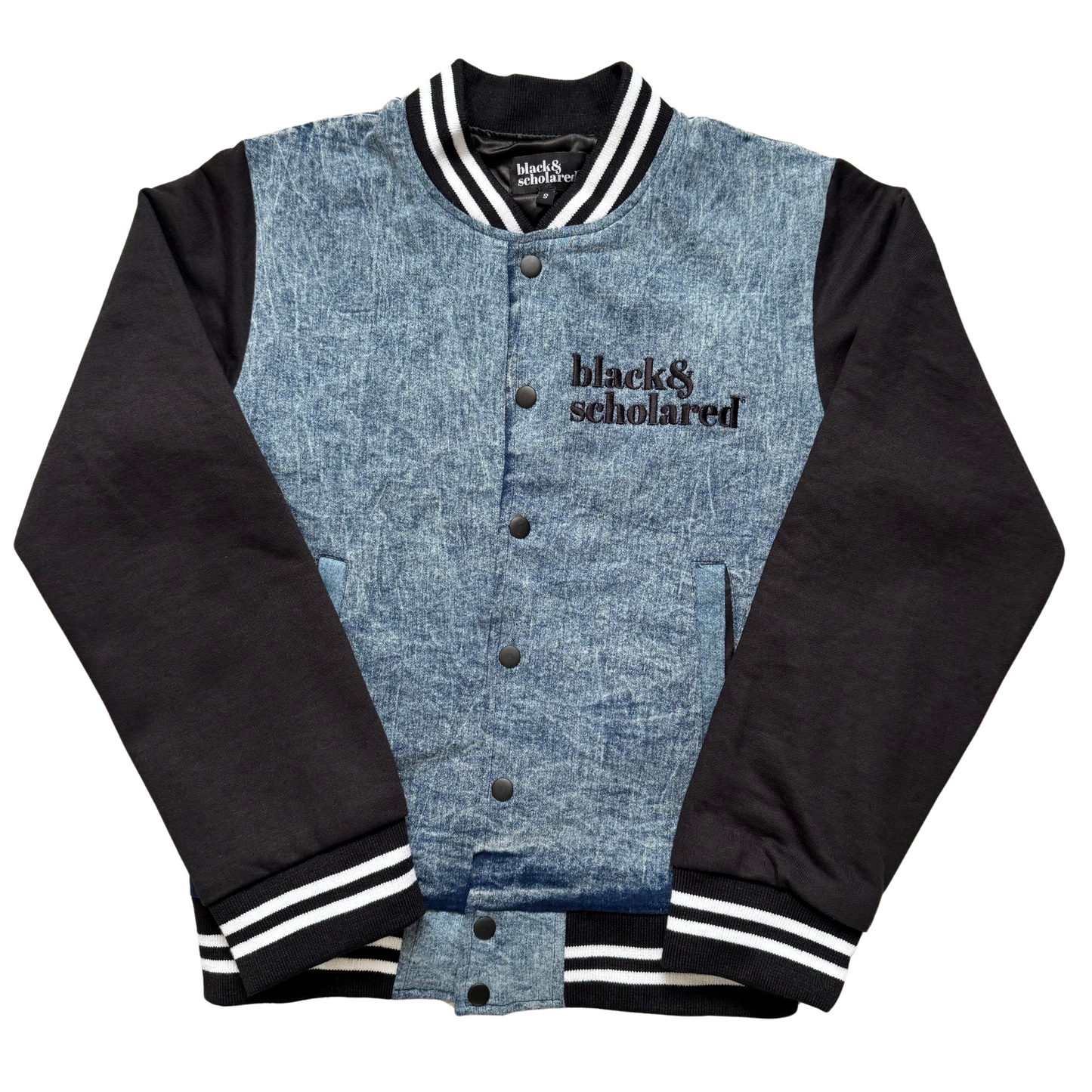 Black & Scholared® Denim Letterman Varsity Jacket