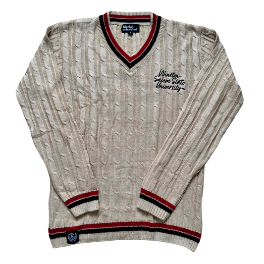 Winston-Salem State University™ V-Neck Cable-Knit Sweater