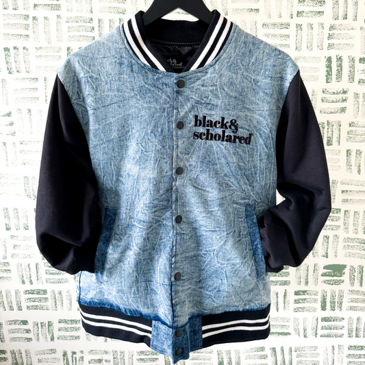 Black & Scholared® Denim Letterman Varsity Jacket