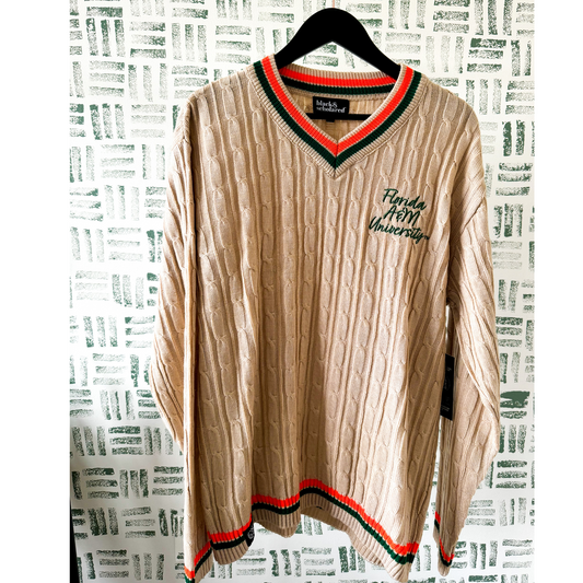 Florida A&M University™ V-Neck Cable-Knit Sweater