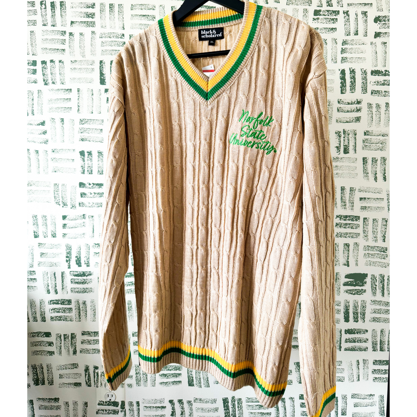 Norfolk State™ V-Neck Cable-Knit Sweater