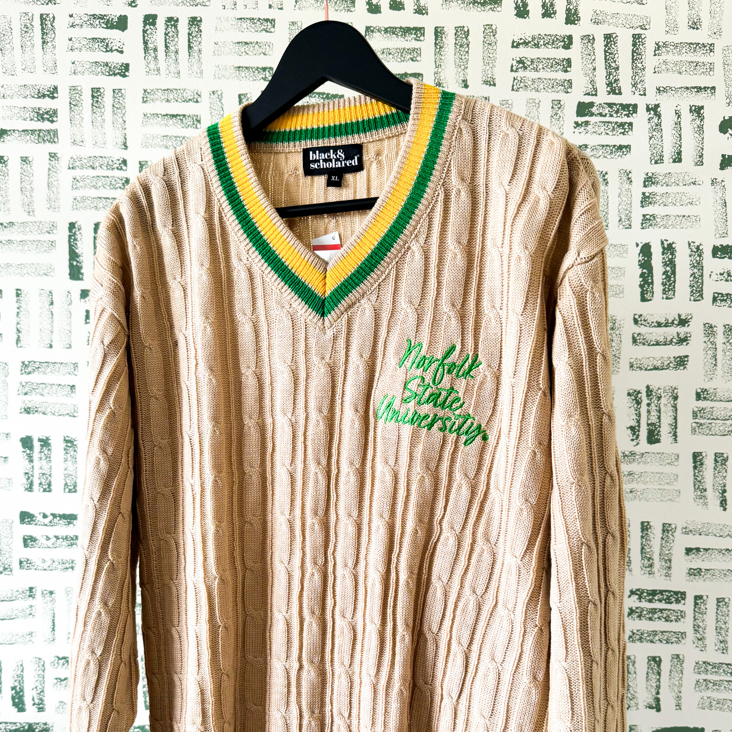 Norfolk State™ V-Neck Cable-Knit Sweater